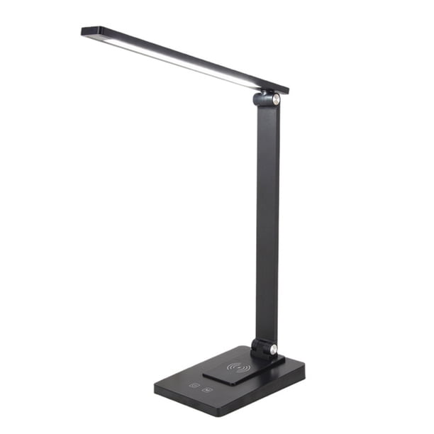 Lámpara de escritorio multifuncional, 4 modos de color, puerto de carga dual, tecnología de protección ocular, diseño plegable flexible para leer, pintar, trabajar, estudiar, videoconferencias, sin