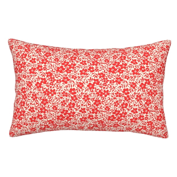 Balery Red Pretty Flowers Funda de Cojín Estampada, Regalos para Mujeres, Regalos de Amor para Ella, Regalos para Novia o Esposa, Funda de Almohada-16"x24"