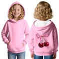 thumbnail image 3 of Asxite Toddler Tops Long Sleeve Hoodie Berry Print Bow with Pockets Fall Winter 3-13 Y, 3 of 6
