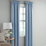 Mainstays Solid Blackout Curtain Panel Pair, Set of 2, Blue Quartz, 30”W x 84”L