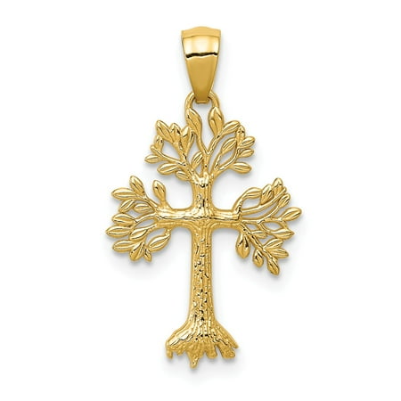 Roy Rose Jewelry 14K Yellow Gold Polished Tree Cross Pendant
