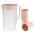 thumbnail image 3 of GOOHOCHY Hervidor de agua de plástico de 1,6 l, resistente al calor, para agua fría, zumo, con tapa y 4 vasos (rosa), 3 of 8