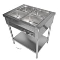 thumbnail image 6 of GELUOXI 4-Pan Commercial Food Warmer, 4 x 1/2 Pans Electric Steam Table, 1500W Professional Buffet Catering Food Warmer with Shield Undershelf Wheels, Stainless Steel Server for Party Restaurant, 6 of 9