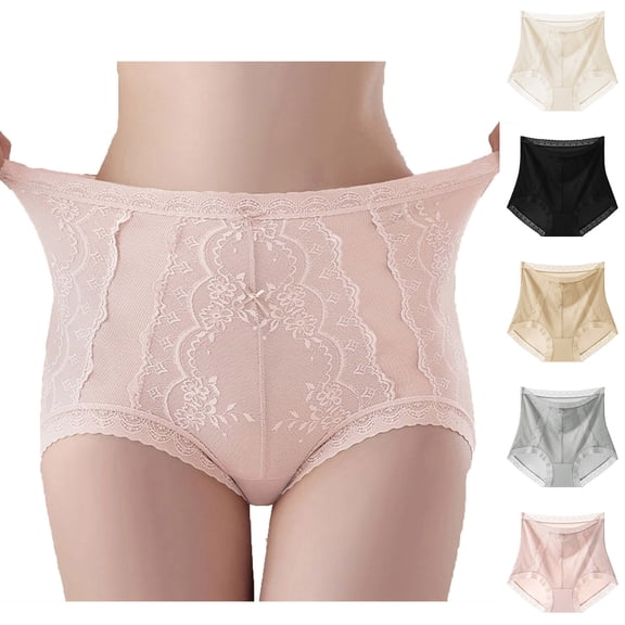 QNANSPI Womens Underwear Briefs, Underwear for Women, Womens Solid Color Lace Shaping Underwear High Waisted Breathable Panties for Ladies