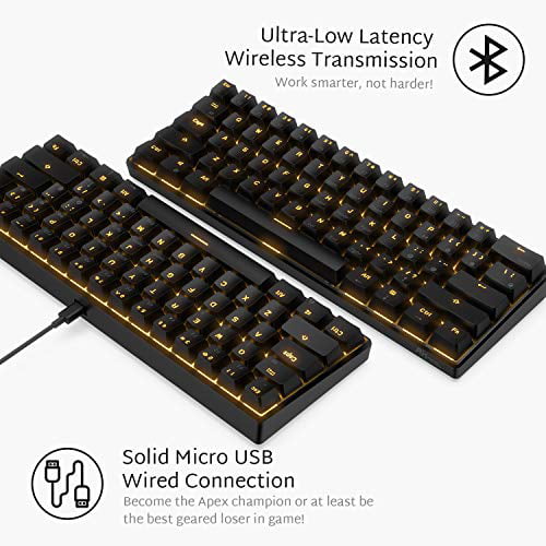 Ultra-compact Bluetooth Keyboard with Tactile Brown Switches Black Compatible for Multi-device Connection RK ROYAL KLUDGE RK61 Wireless 60% Mechanical Gaming Keyboard 