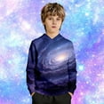 thumbnail image 6 of ZXLBBD Boys Sweatshirt Long Sleeve Galaxy Print Pullover Hoodie Sweatshirt with Front Pocket for Kids Youth School and Playwear Casual Durable,Purple,Size 7 Y-8 Y, 6 of 7