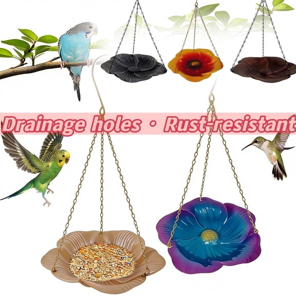 Metal Hanging Bird Feeder Tray to Attracting Bird for Outdoor Garden Decorative Birdfeeder _ A