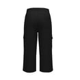 thumbnail image 5 of Oiangi Men's 3/4 Cargo Capris Elastic Waist Drawstring Hike Pants Baggy Open Bottom Summer Capri Pants with Multi-Pocket Black 2XL, 5 of 9