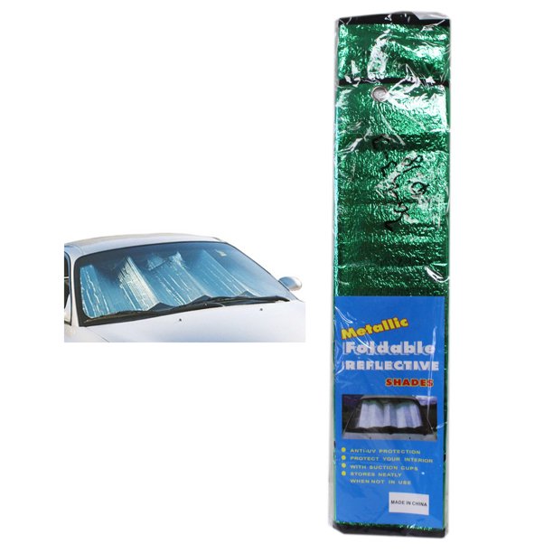 Green Metallic Foldable Reflective Car Windshield Shade