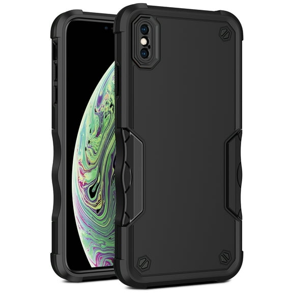 Allytech Case for iPhone X (2017)/ iPhone XS(2018), Hard PC and Soft TPU Hybrid Protective Case Anti-Scratch Durable Non-Slip Cover for Apple iPhone XS/X 5.8 inch, Black