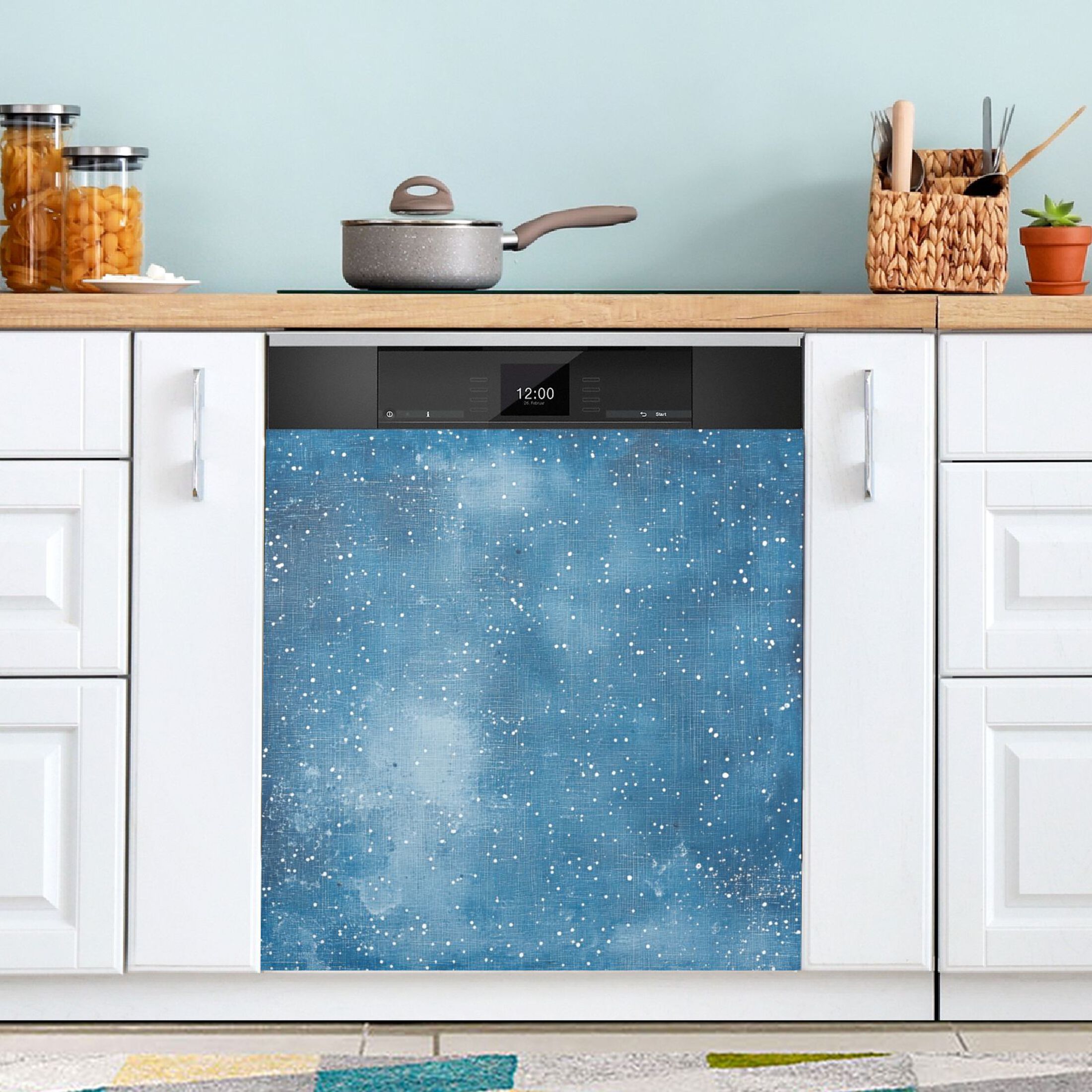 Dishwasher Magnetic Sticker 23x26 Inch Refrigerator Magnetic Sticker Washing Machine Magnetic Sticker Kitchen Panel Magnetic Sticker Home Decor Pretty Beautiful Blue