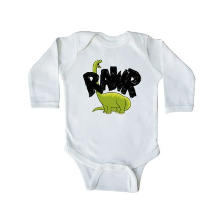 

Inktastic Lil Green Bronto Rawr!! Gift Baby Boy or Baby Girl Long Sleeve Bodysuit