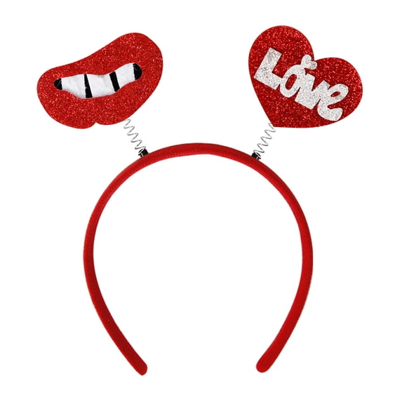 hirigin Valentines Day Headbands, Glitter Red Heart Lip Bopper Headband Love Heart Headband Sequin Heart Headband for Valentine\'s Day Wedding Birthday Party Favor Gift Photo Booth (A, 30 * 30cm)