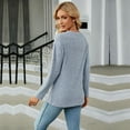 thumbnail image 2 of SWSMCLT Women's Soft Pullover Sweaters Long Sleeve Top Knit Tshirt Button Lightweight Dressy Sweater Asymmetric Fall Fashion Light Blue Medium, 2 of 5