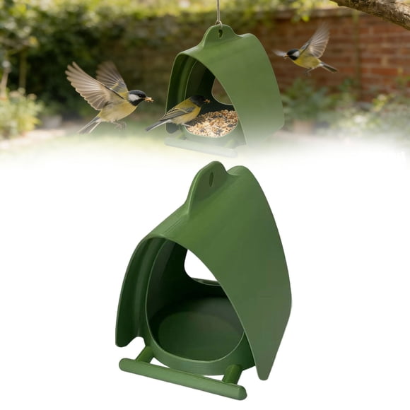 Mangeoire Suspendue en Plastique 2 Pcs, Nichoir Extérieur pour Oiseaux Sauvages et Remplissage (Vert/blanc), Mangeoire pour Oiseaux Sauvages; Mangeoire Suspendue pour Oiseaux; Mangeoire de Fenêtre; Station de Nourriture pour Oiseaux Extérieure; à l'Épreuve des Écureuils