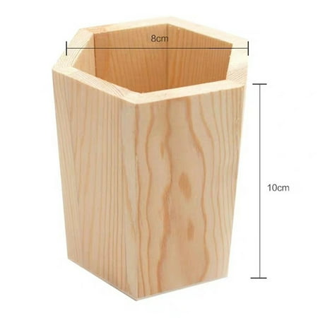 

Wooden Pen Pot Holder Pencil Desk Organizer Stationery-Makeup Brush Box