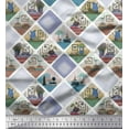 thumbnail image 1 of Soimoi Modal Satin Fabric Frame,Jug & Flower Pot Patchwork Print Fabric by The Yard 42 Inch Wide, 1 of 3