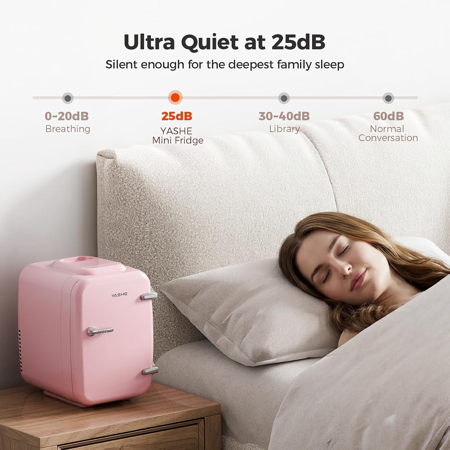 Mini Fridge, 4 Liter/6 Can Mini Makeup Fridge, 110V AC/ 12V DC Portable Thermoelectric Cooler&Warmer for Skincare, Drink, Cosmetic, Medicine, Small fridge for Bedroom, Office, Dorm, Car, Pink