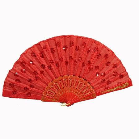 

Chinese Hand Held FAN Silk Folding Spanish Style Flower Dance Party Wedding