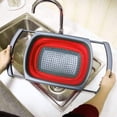thumbnail image 4 of Colador plegable de 3,8 l con asas extensibles, ahorro de ritmo, drenaje rápido para trabajos de cocina, adecuado para la mayoría de tamaños de fregadero, rojo, 4 of 5