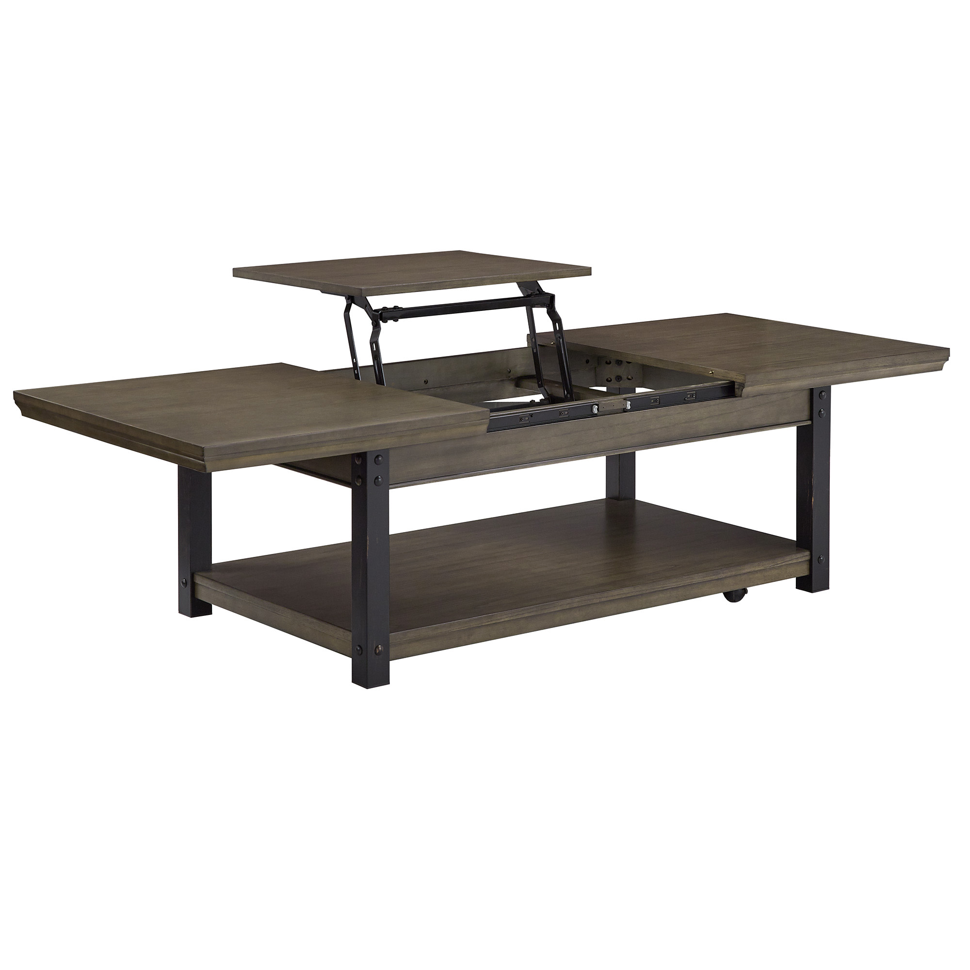 Weston Home Niccola Wood Finish Lift-Top Coffee Table, Antique Gray