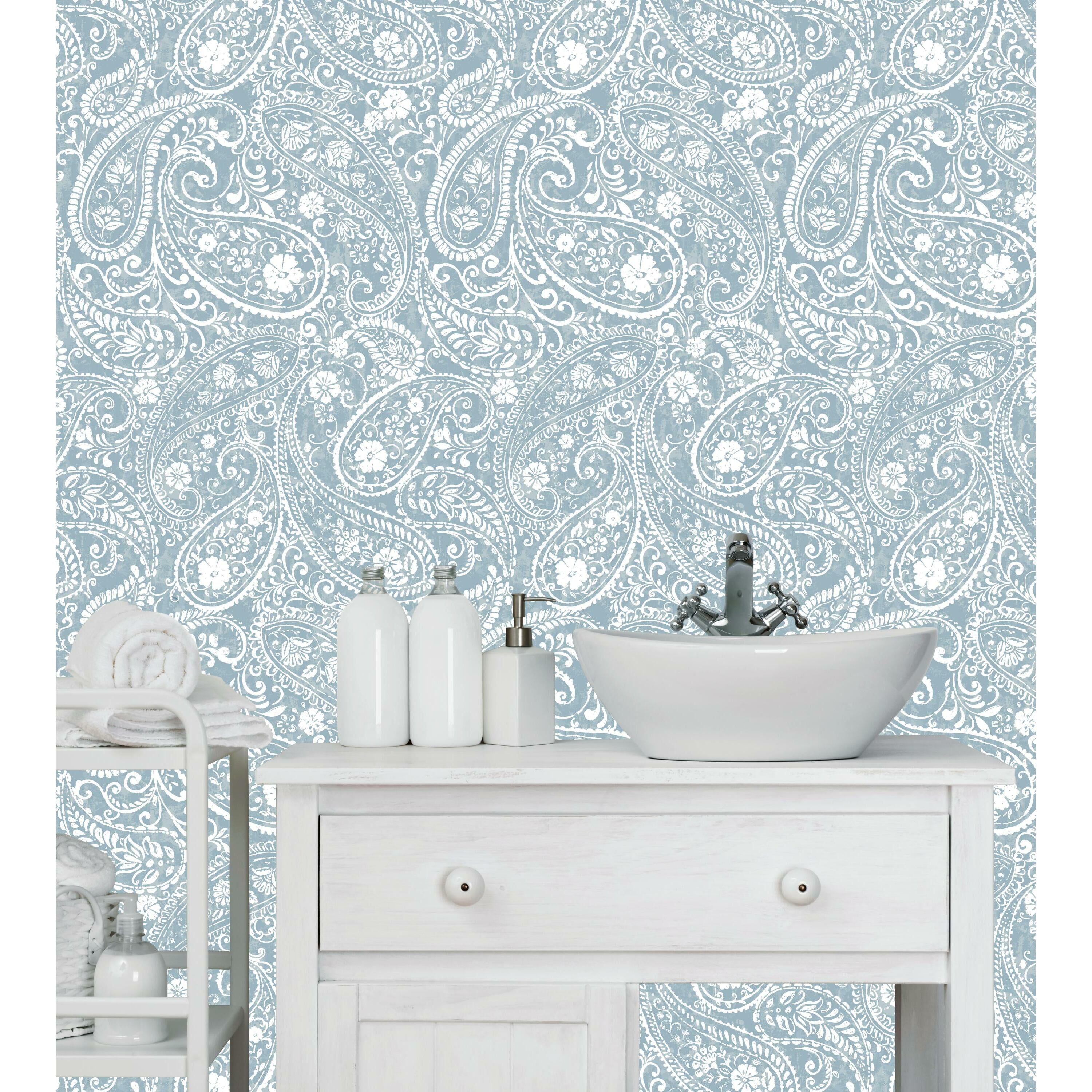 RoomMates Blue Paisley Prince Peel and Stick Wallpaper