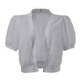 thumbnail image 5 of Girls Jacket Autumn And Winter Puff Sleeve Bolero Open Front Summer Cropped Sheer Cardigan Jacket, 5 of 7