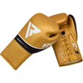thumbnail image 3 of RDX Boxing Gloves Leather Pro FC2, Golden, BBBofC / BIBA / WBF / NYAC Approved - 10oz, 3 of 5