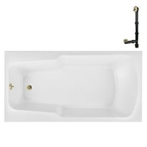 Streamline N-4180-721-PBR 60 in. x 32 in. Acrylic Soaking Drop-In Bathtub in Glossy White, With External Drain in Polished Brass