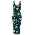 thumbnail image 4 of Wycnly Dresses for Women 2024 Night CLub Party Sexy Bodycon Midi Dresses Sleeveless Scoop Neck Floral Print Summer Knee-Length Formal Dress Army Green xl Under $5, 4 of 4