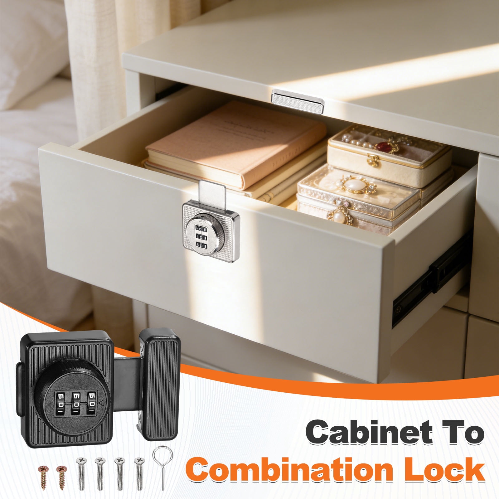 Uxcell 2 PCS Combination Cabinet Lock, 2 Inch 3-Digit Keyless Metal Drawer Locks with for Kitchen Cabinet Closet Cupboard Locker Wooden Door,Black