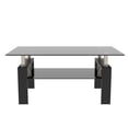 thumbnail image 6 of Youmumeub 2-Tier Storage Coffee Table with Shelf, 39" Rectangle Glass Top Center Table with Sturdy Iron Frame, Heavy Duty Living Room Furniture for Books & Decor, Black, 6 of 13