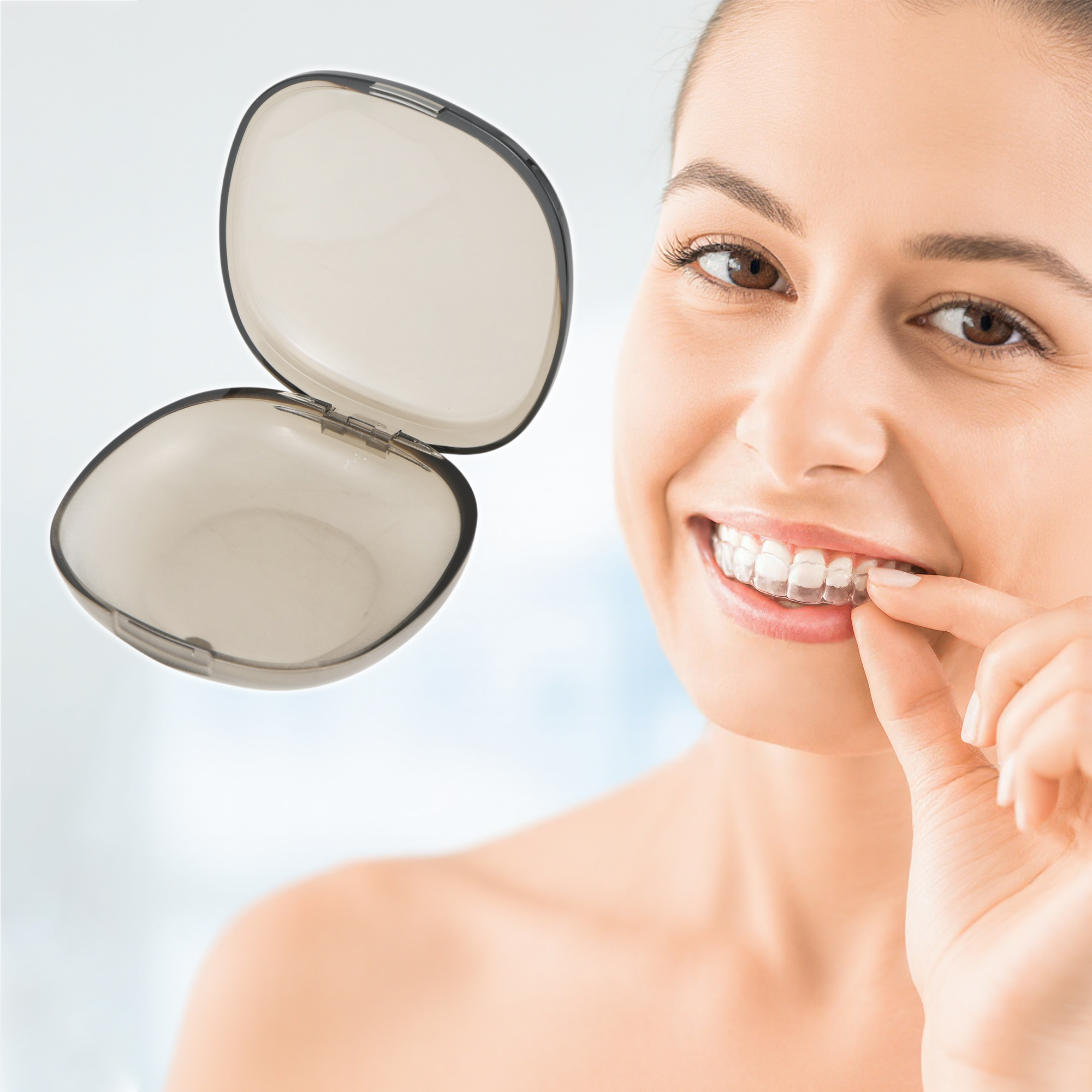 Unique Bargains Portable Clear Square-Round Retainer Case Braces Box1 Pc Transparent Gray