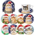 thumbnail image 1 of Set de 8 piezas con forma de gato navideño Demonwer, portavasos para bebidas, 1 of 6