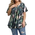 thumbnail image 2 of Camiseta de mujer Bohemio con cuello en V Slim Fit Impreso Tallas grandes Manga cortaBlackXS, 2 of 5