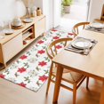 Red White Poinsettias Runner Rug 2.6'x10', Winter Red Floral Berry ...