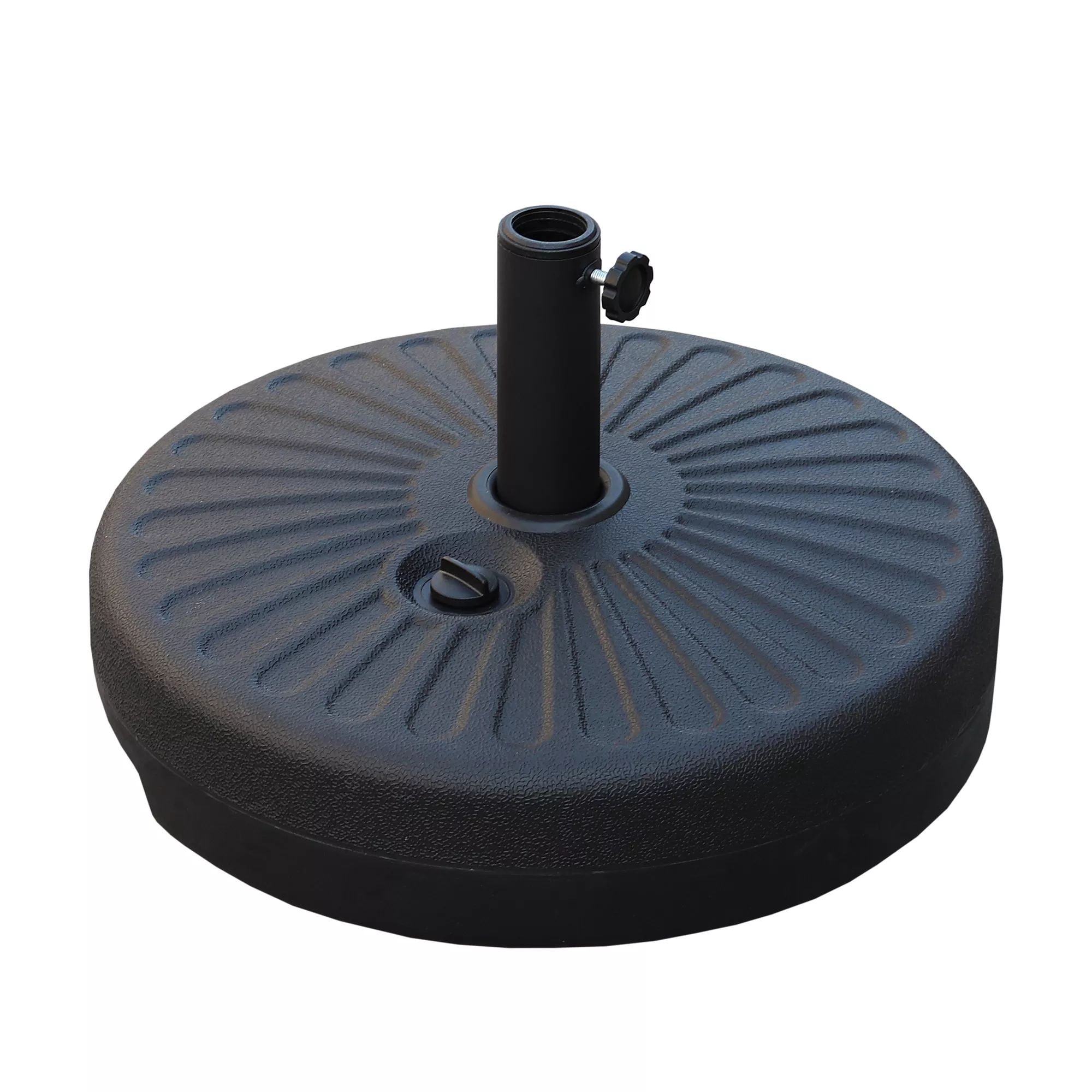 Abble  80 LBS Free Standing Patio Round Water Filled Umbrella Base 20" Round Umbrella Stand in Black