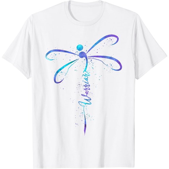 Suicide Prevention Awareness Warrior Dragonfly Semicolon T-ShirtMen's and women's pure cotton short-sleeved shirts