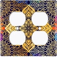 thumbnail image 3 of Metal Light Switch Plate Cover Mandala Yellow Flower Tile Pattern MDL096, 3 of 13