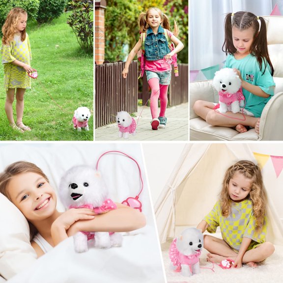 Dog Plushie, Interactive Walking Plush Puppy Toy Dog with Remote, Electronic Singing Walking and Barking Plush Dog Toy for Kids Ages 3-6  , Ideal Gift for Girls, Best partner for kids