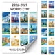 thumbnail image 1 of Calendario de pared con pósteres de decoración de viajes 2026-2027, 18 ilustraciones mensuales temáticas de ciudades, calendario colgante 2026-2027, 43 x 28 cm, mini paisaje urbano de la vuelta al mu, 1 of 6