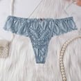 thumbnail image 2 of WTOBBY Sheer Lace Low-Rise Women's Underwear, Sexy Hollow-Out Thong Design, Breathable Mesh Panties, Delicate Floral Embroidery Details, Cheeky String Bikini ,Light Blue S, 2 of 3