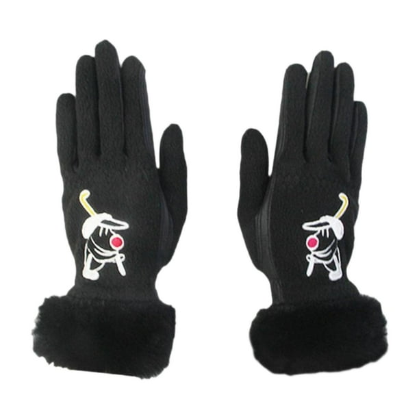 1 par de guantes de golf de dedo completo, guantes de práctica de invierno, antideslizantes para mujer Negro 18