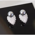 thumbnail image 3 of Sparkling Gray Pearl Women Delicate Stud Earrings Anniversary & Valentine's Gift, 3 of 4