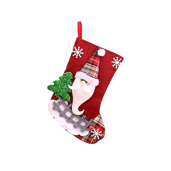 JeashCHAT Christmas Stockings with Cute Santa Claus, Xmas Fireplace Hanging Stockings Candy Gift Bag for Family, Kids, Christmas Tree Decorations, 9 Inch, Red