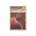 thumbnail image 1 of Fantasy Wall Art with Frame, Absurd Scenic Road with Truck Extreme Winding Curve on Cliffs Theme Print, Printed Fabric Poster for Bathroom Living Room, 23" x 35", Dark Orange Cream, by Ambesonne, 1 of 2