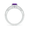 thumbnail image 2 of ANGARA Natural Emerald Cut 2.2 ct Amethyst Ring with Milgrain in 925 Sterling Silver for Women (Size-9x7mm) | February Birthstone, Anniversary, Jewelry Gift for Women | Natural Amethyst Ring, 2 of 9