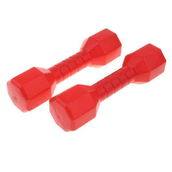 Mancuernas de Plástico Ligeras Sunnimix Juguete con mancuernas para niños Rojo