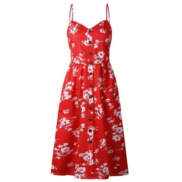 Women Summer Casual Dress Beach Maxi Dress Boho Floral Sundress Dress