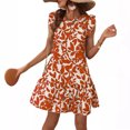 thumbnail image 1 of Robe Courte Ample pour Femme, Printemps et Été 2024, Col Rond, Imprimé Mode, Manches Courtes, 1 of 5